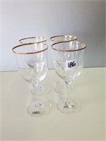 (4) Noritake 24 K Gold Rimmed Wine Glasses