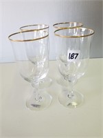 (4) Noritake 24 K Gold Rimmed Goblet Glasses