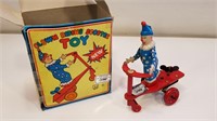 Vintage BILC Clown Riding Scooter Toy