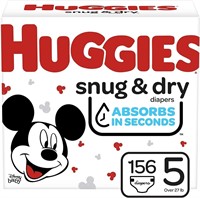 Huggies Snug and Dry Baby Diapers, Size 5, 156 Ct