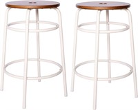 Round Barstool with Metal Legs, Set of 2, 24"H