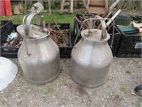 2 stainless steel milk pails