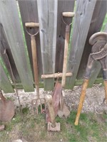 hay knives, old sledge and potato fork