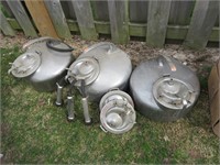 3 stainless steel milking cans