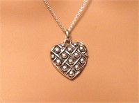 Sterling Heart Bead Necklace