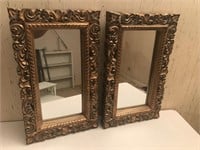 Pair of Gold Trimmed Rectangle Mirrors