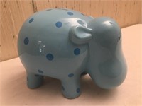 Cute Blue Hippo Ceramic Coin Bank
