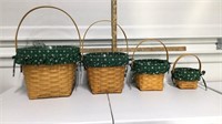 4-Longaberger Green Baskets