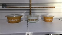 3-Pyrex Bowls with Lids
