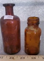 (2) BROWN GLASS BOTTLES