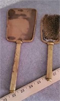 VINTAGE BRUSH & MIRROR W/ PICTURE OF WOMAN
