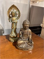 Two brass or bronze statues