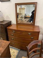 Inlaid bachelor chest with mirror
