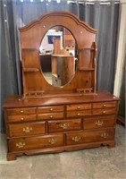 CHEST OF DRAWERS W/WOOD FRAME MIRROR