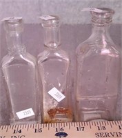 (3) SQUARE CLEAR GLASS BOTTLES