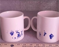 (2) OVER SIZED COFFEE CUP W/ BLUE DESIGN
