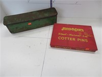 green tool box and cotter pin box