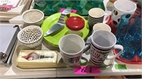 Coffee cups, plates, cake server, etc.