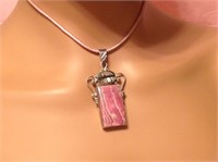 Sterling Silver Pendant With Pink Stone