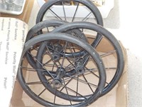 4 Antique wheels, 2 10", 2 8" , BACK PORCH