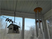 Windchimes and bird house, BACK PORCH