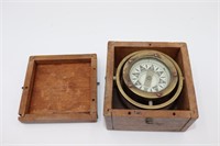 Old Ship's Compass in Wood Box