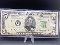 1950 B U.S. $5 Bill Green Seal