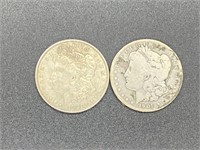 2pcs Morgan Silver Dollars