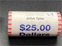 $25 Dollars John Tyler GEM ROLL