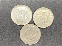 3pcs Silver Kennedy Half Dollars and Bi Half