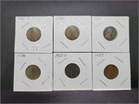 Lot of 6 Lincoln Cent Pcs 1920-1927