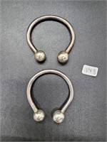 Set of 2 Sterling Silver Horseshoe Key Rings
