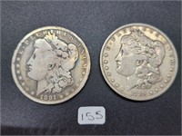 Lot of 2 - 1889 1891 Morgan Silver Dollars
