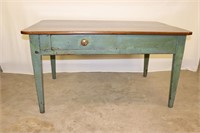 Table with green distressed legs