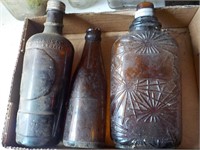 3 Early brown bottles, SHED