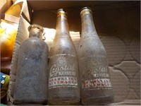 2 Crystal club bottles and an early bottle, SHED