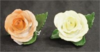 Two Herend hand painted roses
