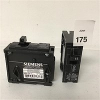 2 PCS SIEMENS Q115 15 AMP SINGLE POLE CIRCUIT