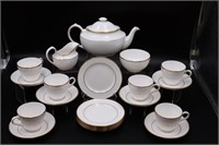 Spode Gold Trim Tea Set & FF Plates