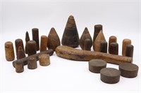 Assorted Old Wood Bung Plugs, Tops