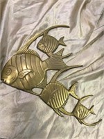 13" Long 12” Tall Brass Angel Fish Hanger