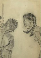Pencil Drawing Attributed to Norman Rockwell.
