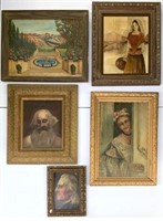 Lot of Five 19th and 20th Century Oil Paintings.