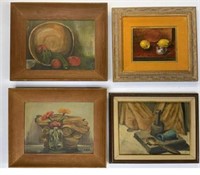 Collection of Four Still Life Oil Paintings.