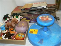 CARE BEARS SIT'N SPIN, BRIDG-IT, BADMINTON SET,