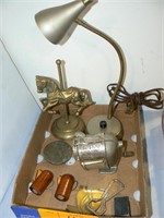 MID-CENTURY GOOSE-NECK DESK LAMP, BRASS CAROUSEL