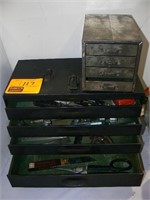 MACHINIST'S TOOL BOX AND CONTENTS, 4-DRAWER METAL