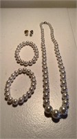 Pearl Bracelets, Earrings and Necklace