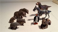 Assorted Bronze & Wood Animal Figurines