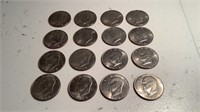 (16) 1972 Eisenhower Silver Clad Dollars